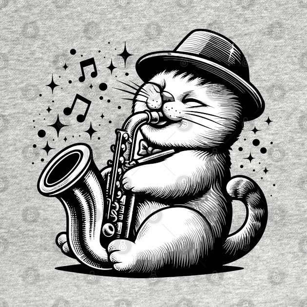 Cat Playing Saxophone by fantastico.studio